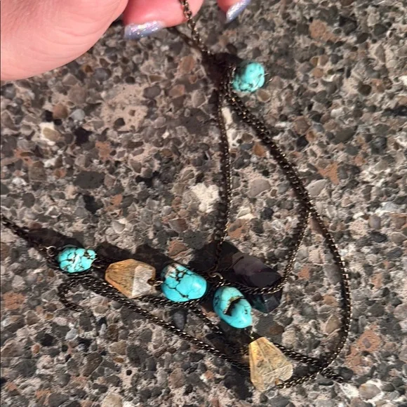 Turquoise and Black Stone Necklace - Picture 3 of 3